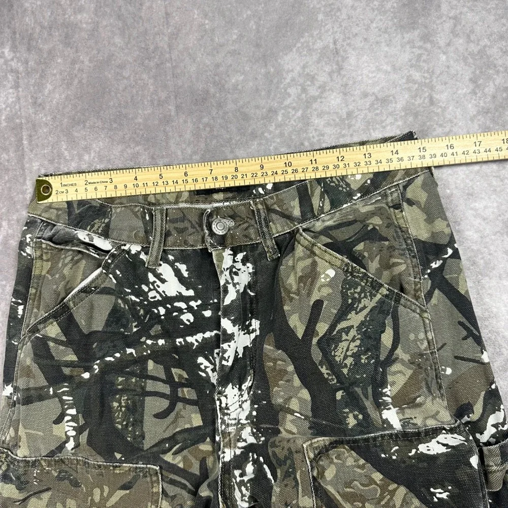 RSQ Mens Straight Leg Carpenter Pants Real Tree Camo Canvas Utility 31x32 Rugged